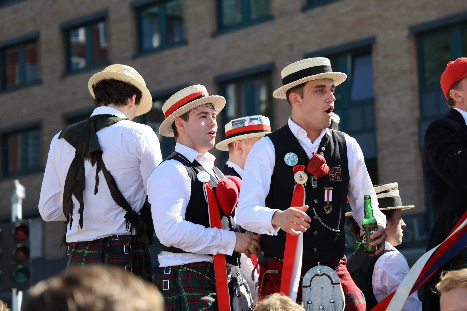Students in traditional celebratory dress during Constitution Day
