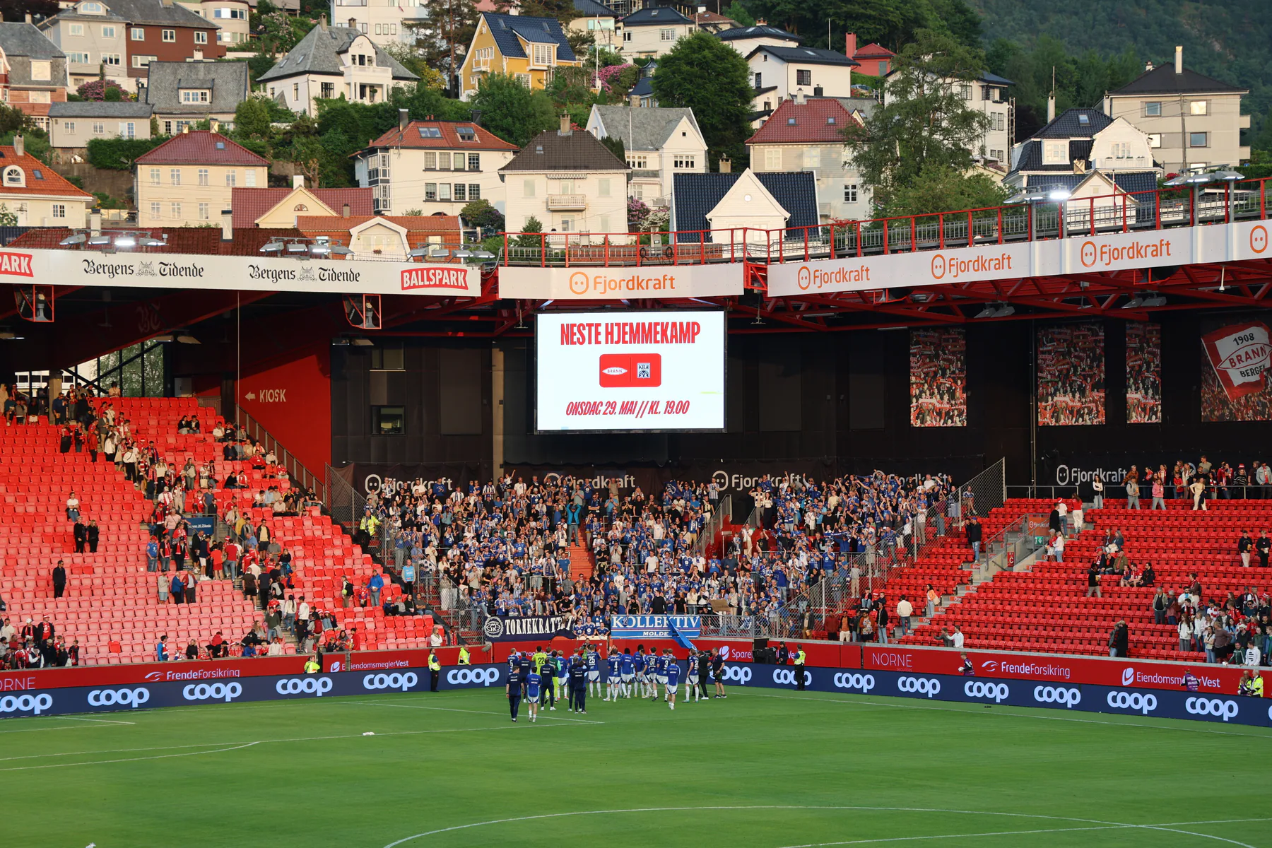 Football supporters and players gathered at Brann Stadion